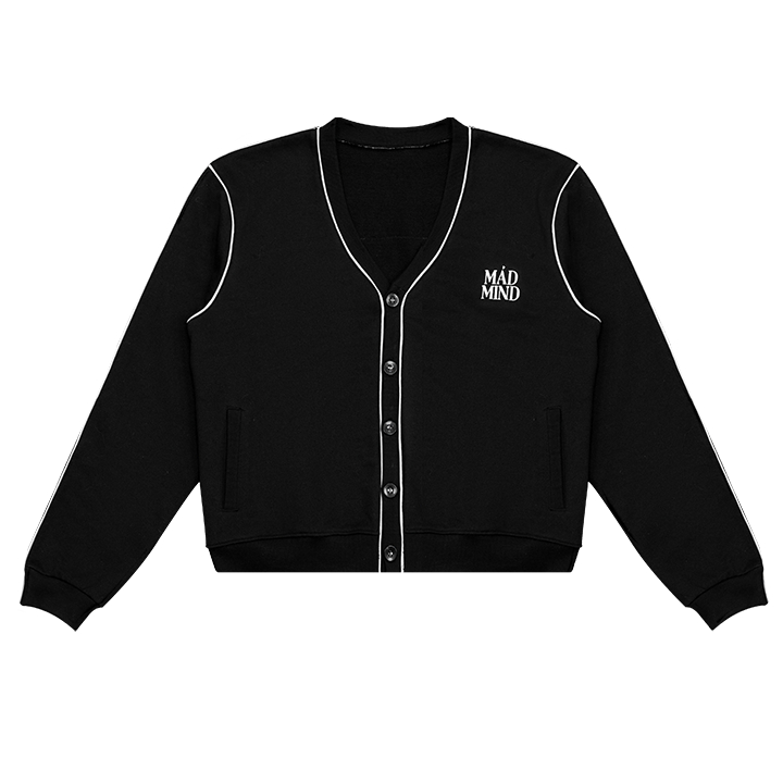 [ TẶNG ÁO QUÂY ] - Áo Khoác Cardigan Nỉ Cao Cấp Viền Lai Thêu Logo Sketch Cardigan Madmind - Màu Trắ