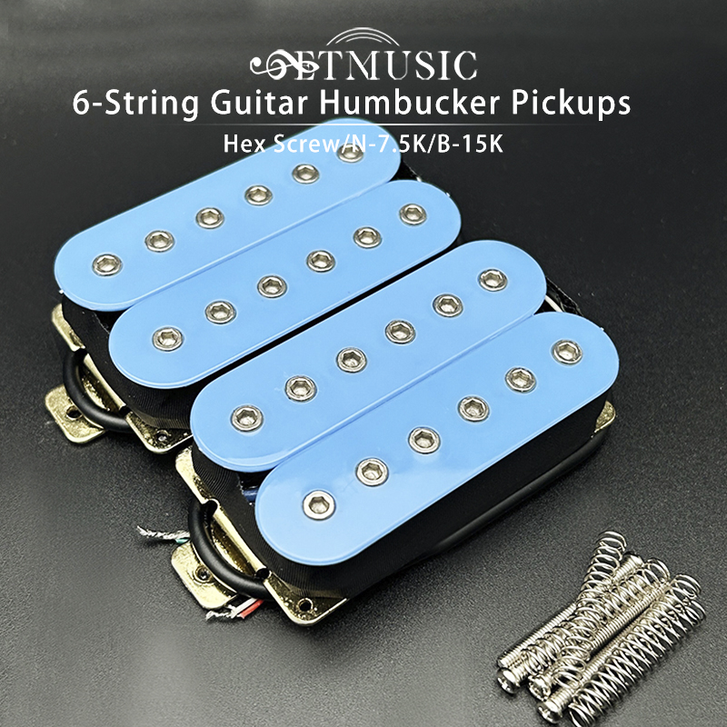 【No-profit】 Guitar Humbucker 12 Adjustable Hex Screw Dual Coil 6-String Electric Guitar Coil Splitting Pickup N7.5k/b15k Output Blue