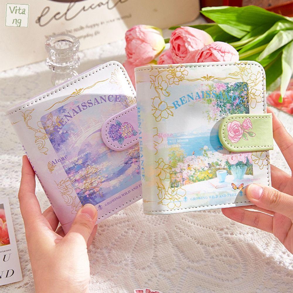 VITANG Retro Sổ lưu trữ thẻ Phong cách tranh sơn dầu Cổ điển Album ảnh mini 3 vòng Di động Có thể nạp lại Bìa bìa sách rời Phụ kiện chụp ảnh