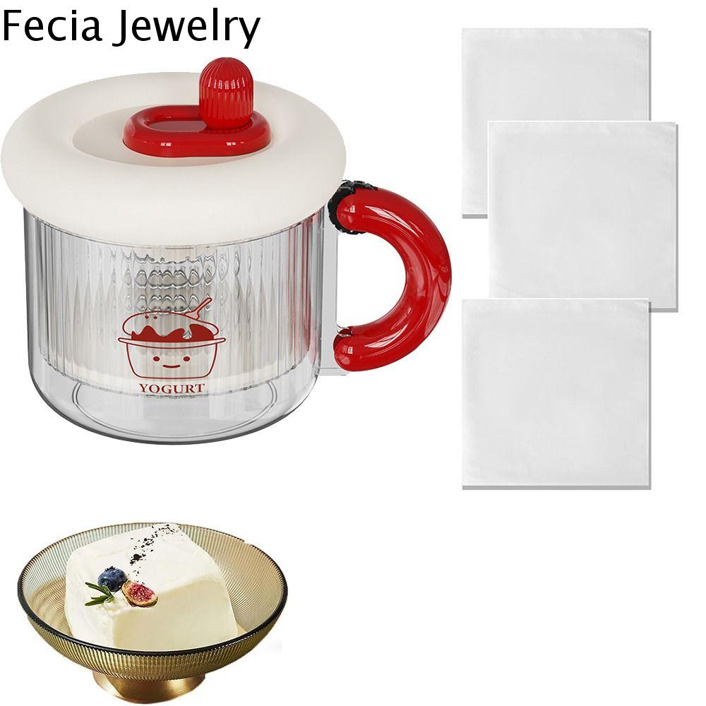 FECIA Lưới mịn Dụng cụ lọc sữa chua Hy Lạp Có thể giặt được Có thể tái sử dụng Bộ lọc sữa chua tự làm Dễ dàng làm sạch Có nắp Máy tách whey Nhà bếp