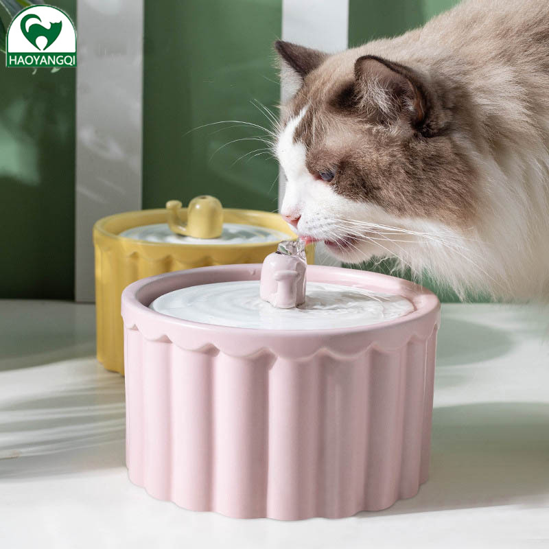 Cat ceramic water dispenser automatic circulation filter water dispenser pet supplies flowing silent running water feeding water drinking water