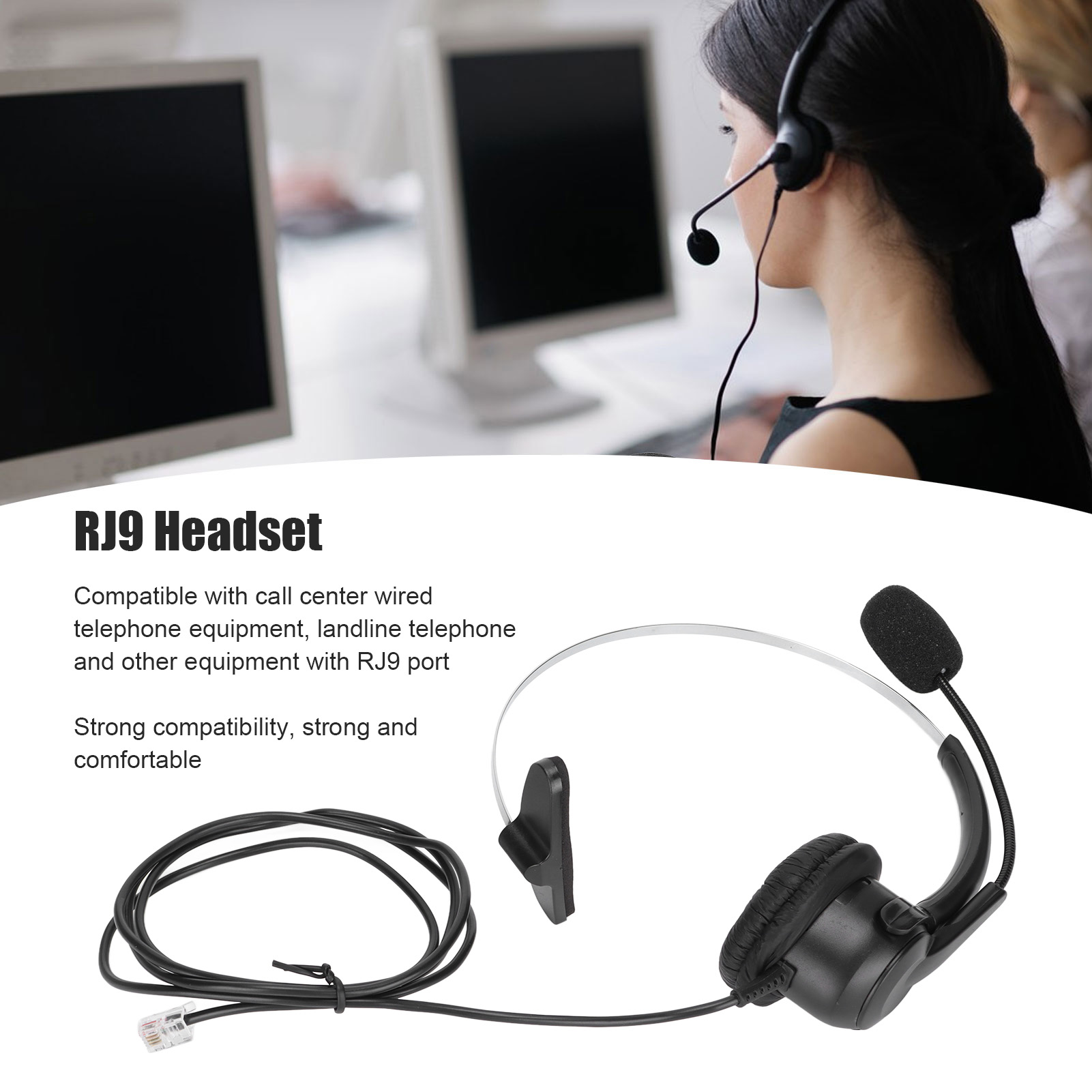 Ailgely Telephone Headset RJ9 Earphone with Adjustable Microphone for Call Center Office Landline Phone Equipment ราคา 260 บาท*ส่งฟรี
