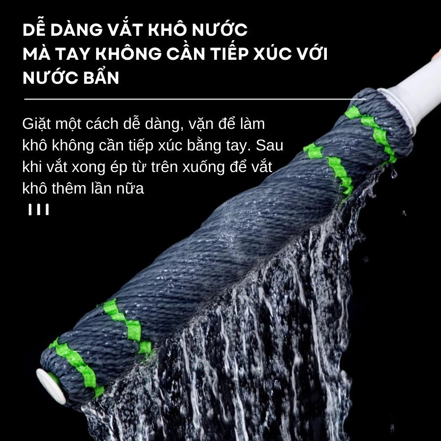Cây Lau Nhà Vắt Tay Trợ Lực Siêu Thấm Hút Chất Liệu Inox Bông Lau Sợi Siêu Nhẹ Thấm Hút Tốt Tiện Dụng Cho Gia Đình