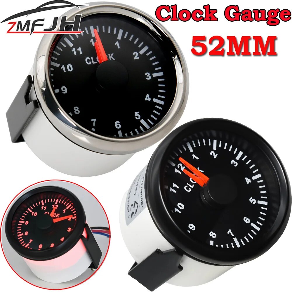 【Big savings】 Waterproof 52mm Digital Clock Gauge 0-12 Hours For Car Boat Yacht Show Pointer Clock Meter With Red Backlight 9-32v Hour Meter