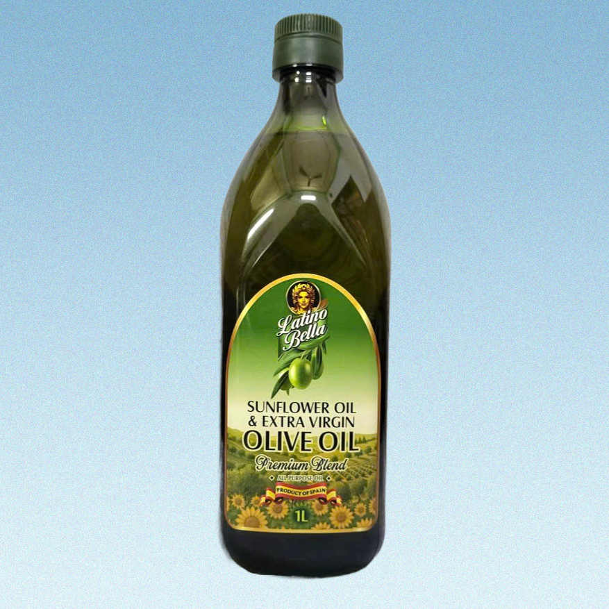 LATINO BELLA -- Chai SUNFLOWER 1 Lít -- DẦU HỖN HỢP Ô LIU NGUYÊN CHẤT VÀ HƯỚNG DƯƠNG Sunflower & Extra Virgin Olive Oil
