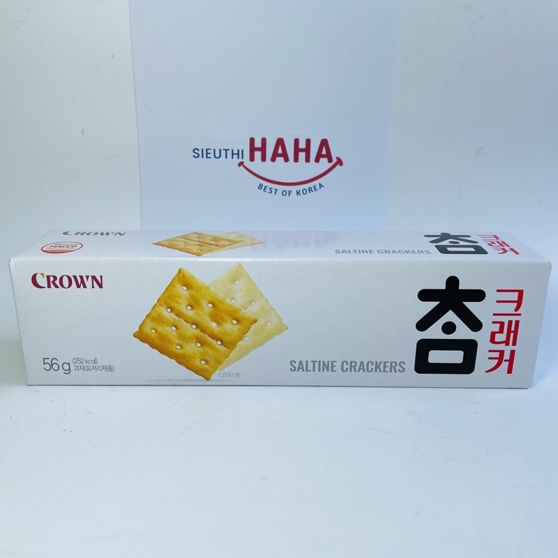Bánh quy hàn quốc không đường ăn kiêng crown no sugar saltine crackers hộp 56g