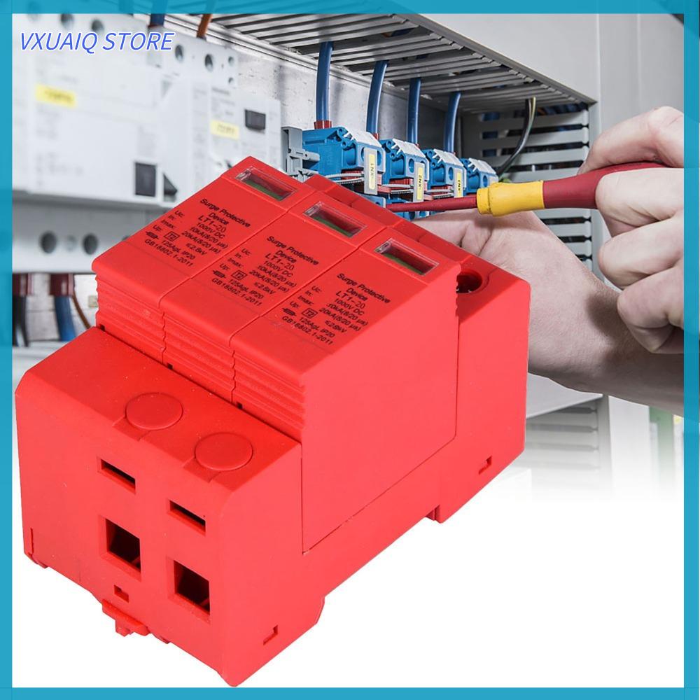 VXUAIQ STORE 3P Bộ bảo vệ nguồn DC 1000VDC 20KA Thiết bị chống sét Bảo vệ quá áp Bảo vệ nhà cửa