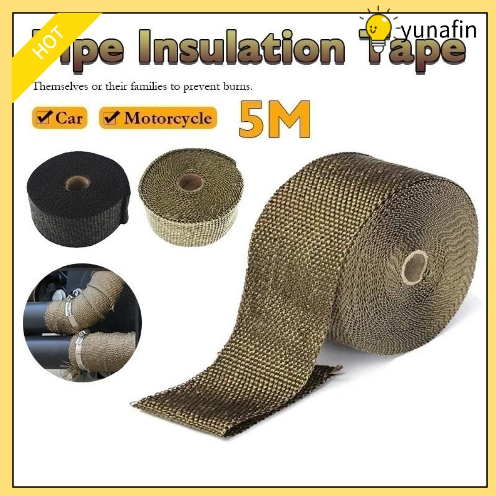 YUNAFIN Chịu nhiệt Băng cách nhiệt xe máy Cách âm Sợi thủy tinh Băng keo nhiệt cho ống xả ô tô Bền b
