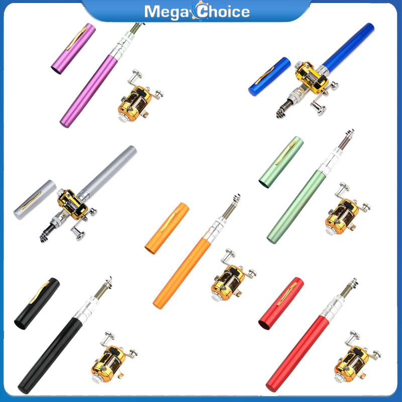MegaChoice Fishing Rod With Spinning Reel Combo Kit, Mini Fishing Pole, Portable Telescopic With Reel, Pen Sized Pocket Fishing Rod For Travel Saltwater Freshwater Sea ราคา 233 บาท*ส่งฟรี