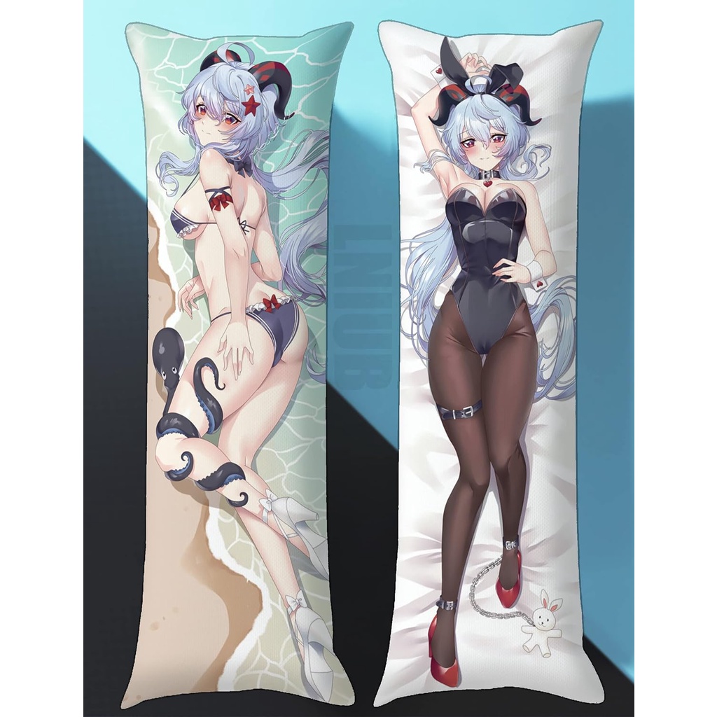 Genshin Impact Ganyu Blue Pillow Cover Anime Ôm cơ thể Gối Cover Cosplay Gối Cover Otaku Quà tặng (Màu xanh, 15x47 inch/40x120 cm)