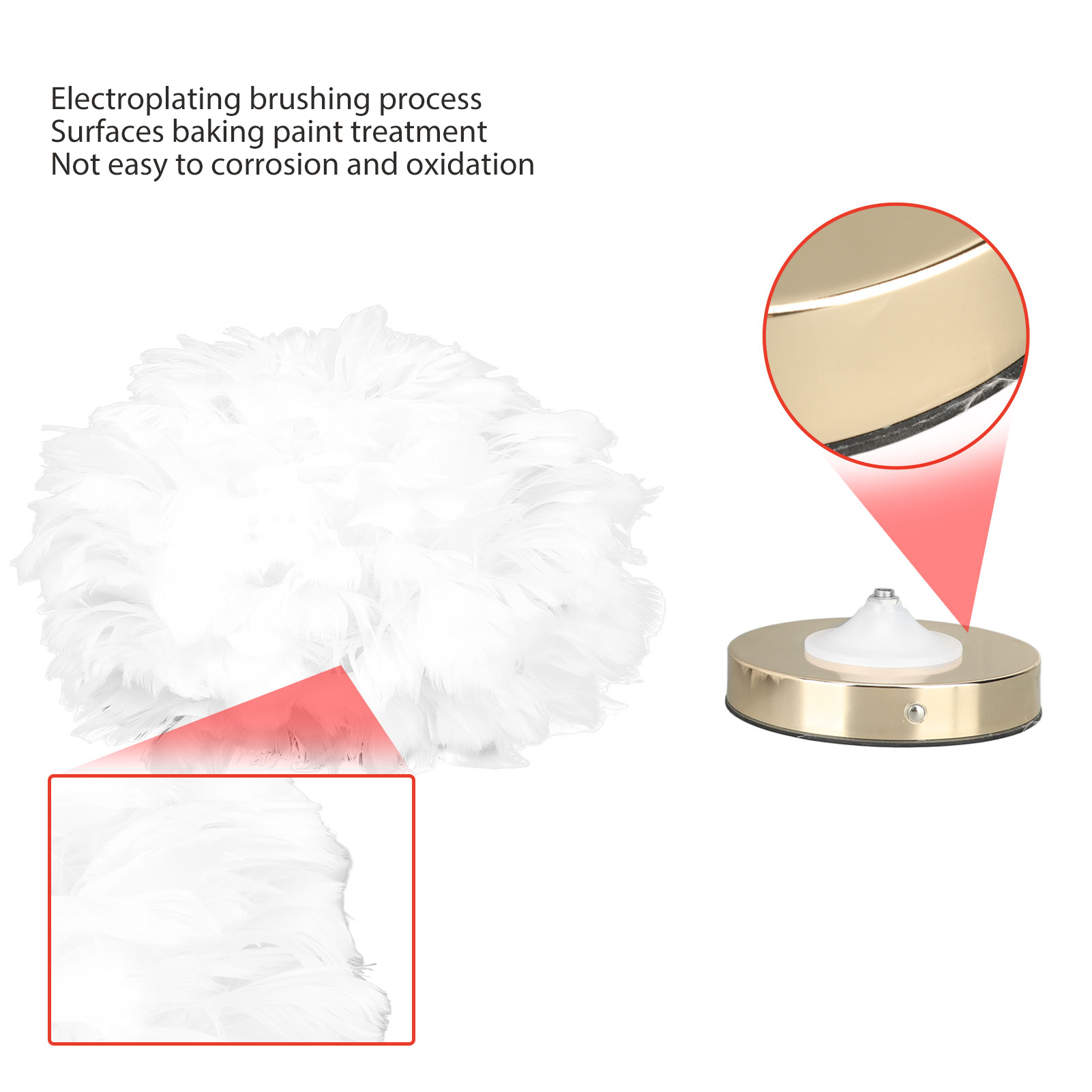 Feather Lamp USB Type C 5V Feather Table Lamp Stepless Dimming for Bedroom