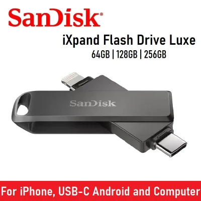SanDisk iXpand Flash Drive Luxe 64GB 128GB 256GB USB 3.1 for iPhone iPad Lightning and USB Type-C Android Computer SDIX70N
