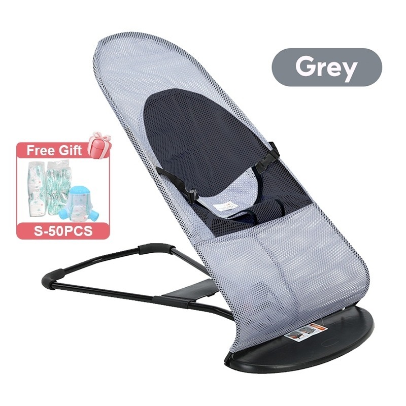 LUCKYBABE Foldable Baby Rocking Chair Multifunctional Toddler Balance Chair with 3 Point Safety Harness Portable Infant Rocker