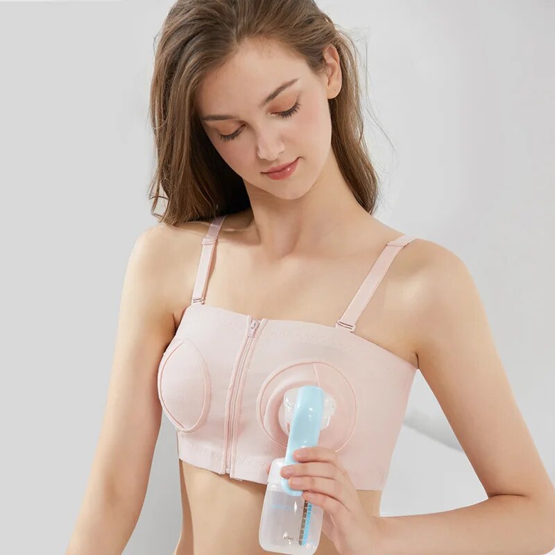 Zzooi momanda cotton hands-free pumping bra wireless nursing