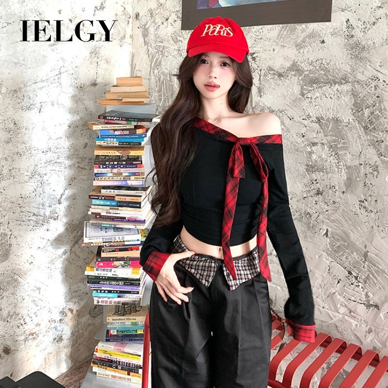 Ielgy HOT GIRL Áo Thun Dài tay trễ vai cho nữ áo NGẮN TRỄ VAI