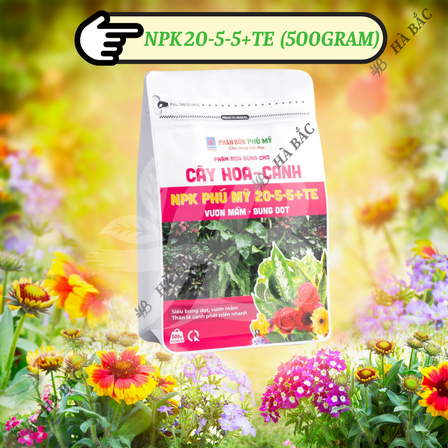 Phân Bón Phú Mỹ NPK 20-5-5+TE 20-20-15 TE (Túi 500gr/1KG) - Phân Bón Chuyên Dùng Cho Cây Hoa Cảnh Bu