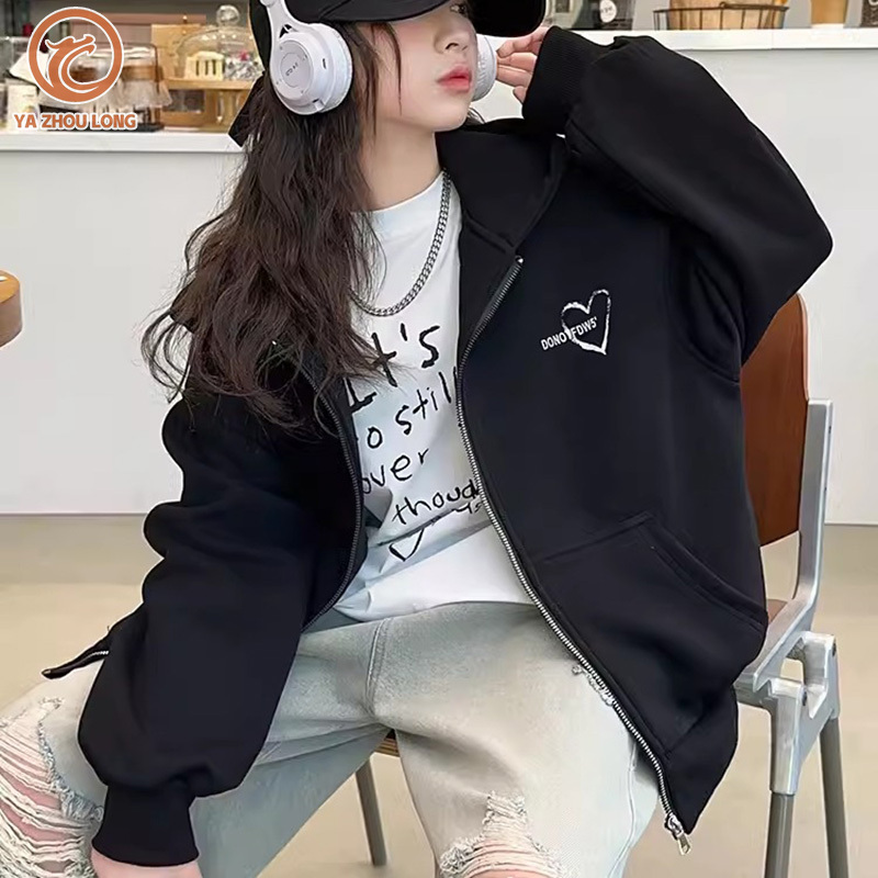 YA ZHOU LONG Children's jackets Girls sweatshirt jackets Girls hooded tops Children's cardigans Easy to wear and take off Soft and comfortable