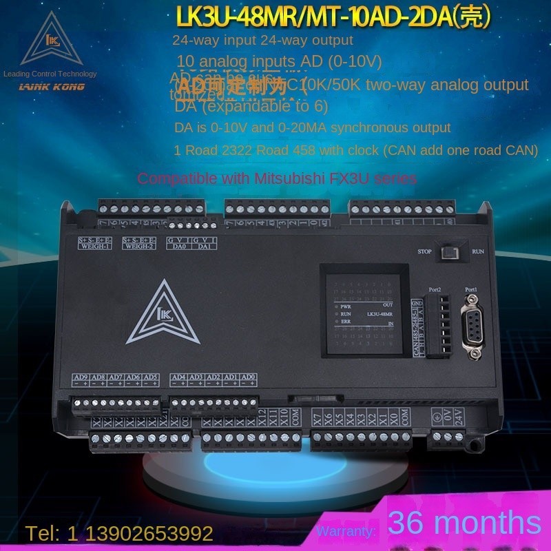 Bộ lập trình PLC LK3U FX3U 14 16 20 24 30 32MT 32MR 48 64 MT MR MRT AD2DA phát xung 4/8 TRỤC RTC Modbus RTU RS485 ADPRW. TGT - FX3U-48MT LK