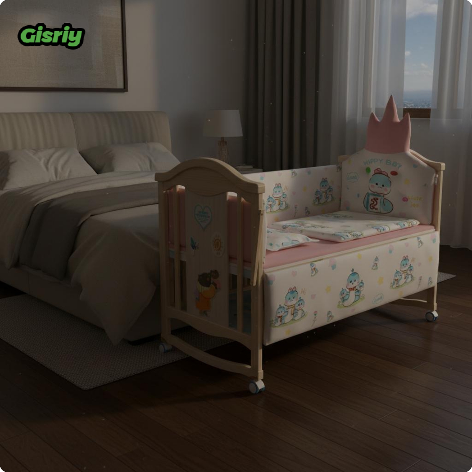 MagiDeal Multi Functional Wooden Crib Solid Wood Wooden Baby Crib Wheeled Design Movable Baby Bed Height Adjustable for Newborns, Babies, Infants, Nursery, Bedroom ราคา 8,604 บาท*ส่งฟรี