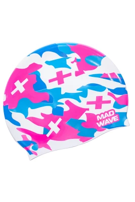 Mad Wave Silicone Swim Cap Waterproof Swimming Cap Printed Design Camouflage