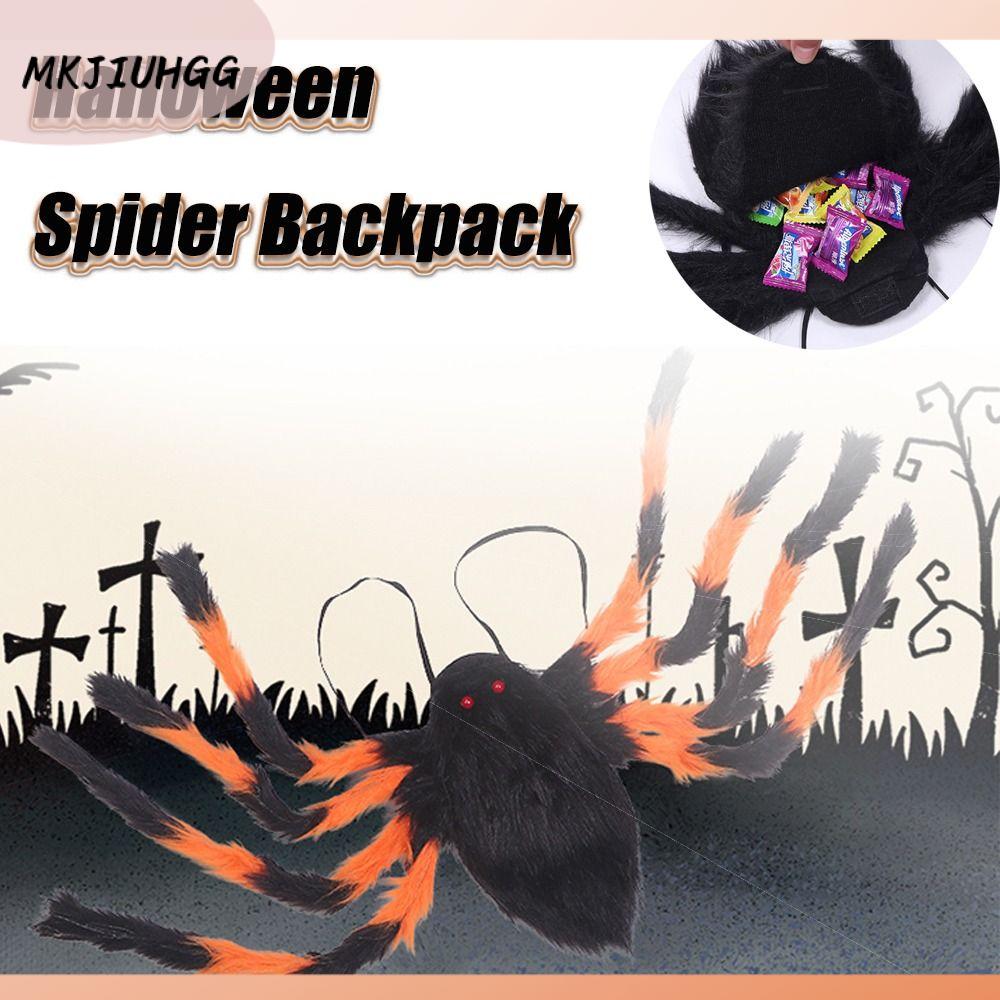 MKJIUHGG Nhện lớn Ba lô hình nhện M/L Sáng bóng Ba lô nhện Halloween Trang trí Halloween Túi nhện Cánh nhện Tiệc tùng