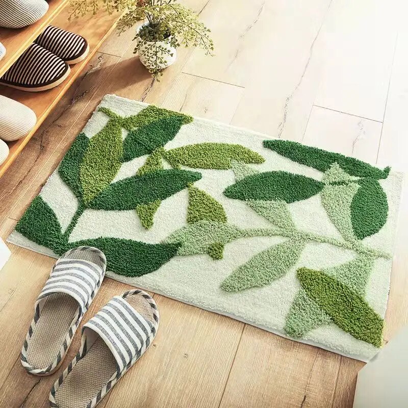 Lá Xanh đổ xô Thảm Tắm Non-Slip thấm sợi nhỏ Thảm phòng tắm nhà Thảm trải cửa vào siêu mềm Thảm Tắm tapijt