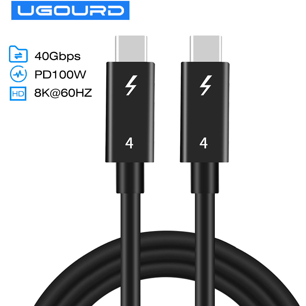 Ugourd 2m Thunderbolt 4 cáp đồng trục usb4 để loại C 40Gbps PD 100W Cáp sạc nhanh cho egpu iPhone iP