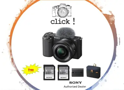 Sony ZV-E10 Mirrorless Camera with 16-50mm Lens (Free 2 X 64GB Card + Sony NP-FW50 Battery + Sony Bag)
