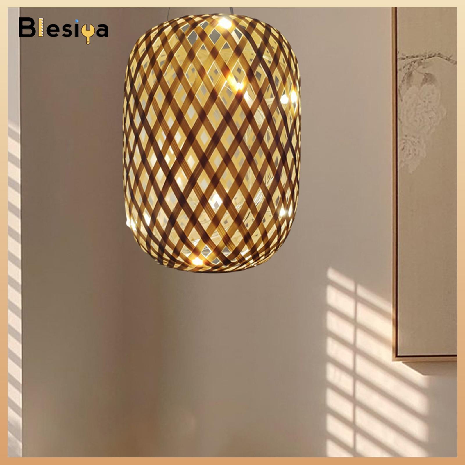 Blesiya Bamboo Handwoven Lamp Shade Ceiling Pendant Light Cover for Cafe