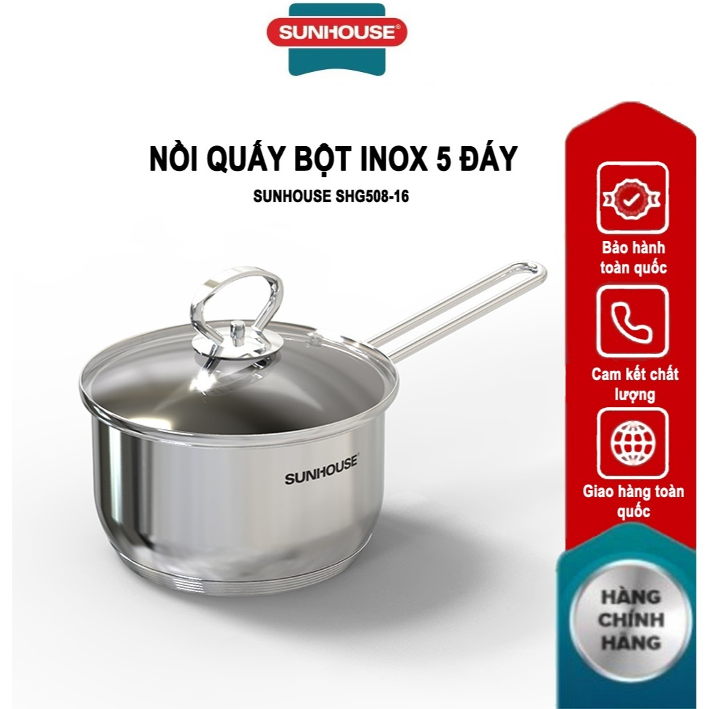 Nồi quấy bột inox 5 đáy sunhouse shg508-16