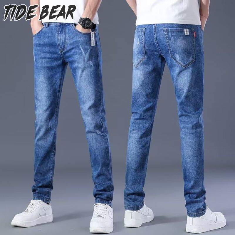  TIDE BEAR Quần jean nam ống đứng quần bó co giãn mỏng quần thường ngày Quần bò thời trang 
