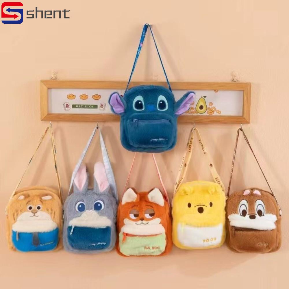 SHENT Thiết kế hoạt hình Túi đeo chéo Nick Judy. Chất liệu nhung Túi điện thoại di động Dễ thương Mẫu vui nhộn Túi nhung Chủ đề Anime