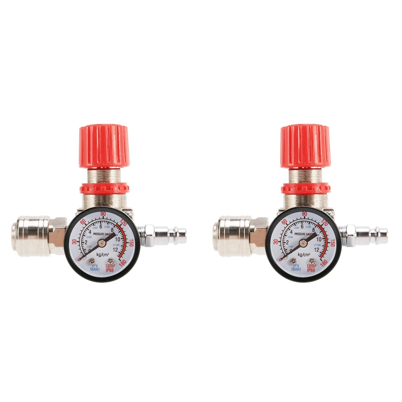 (RBPN) 2pcs 1/4Inch Pressure Regulator Air Compressor Pressure Regulator Reduction Valve 3 Holes Control Valve