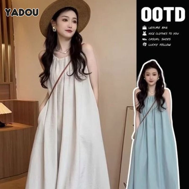 YADOU Women's Dress, Elegant Graceful Sleeveless A- line Skirt, Loose Maternity Dress Long Dress ราคา 151 บาท*ส่งฟรี