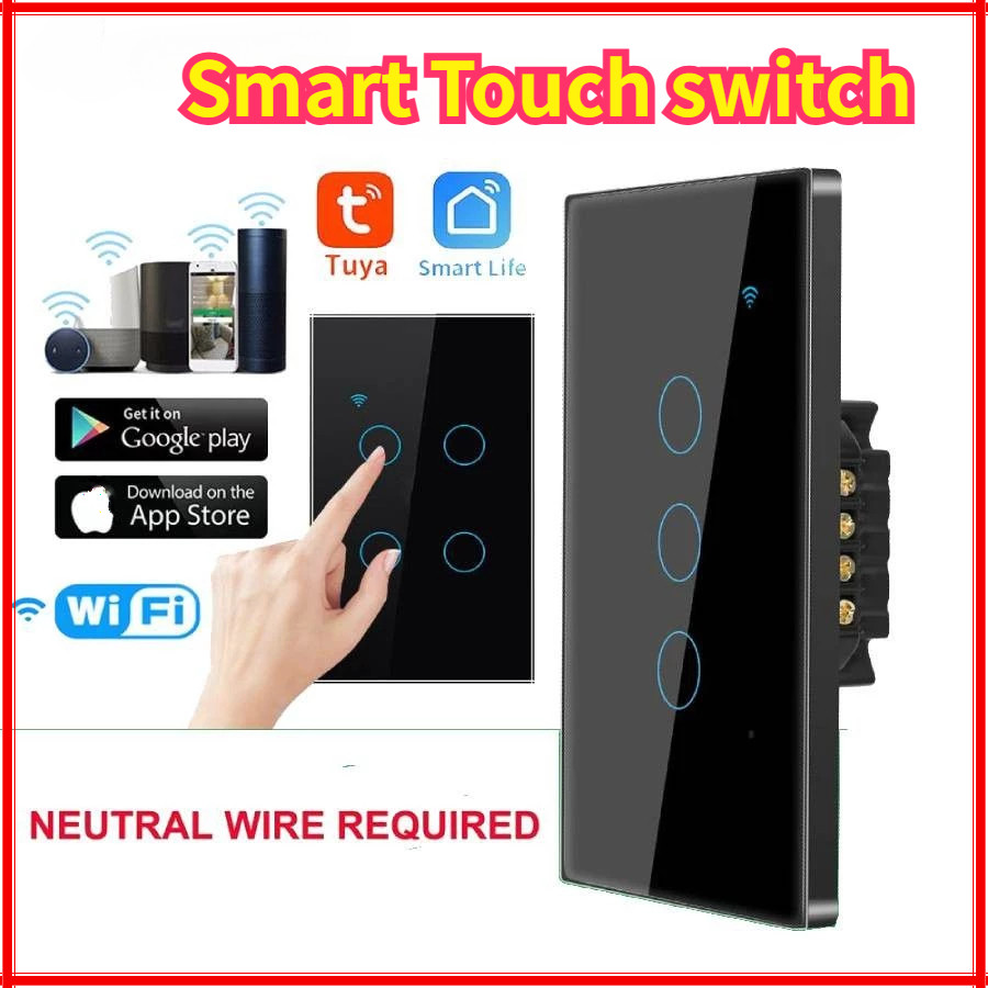 Tuya Tắc Gia Đình Bảng Điều Khiển Gia Đình Công Tắc Wi-fi Thông Minh Tuya 1/2/3/4 Gang Hỗ Trợ Điều Khiển Vi Điều Khiển