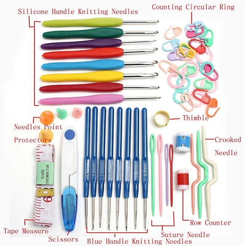 100pcs Crochet Hook Set Yarn Knitting Needles Sewing Tools Full Set DIY Crochet Craft Tools