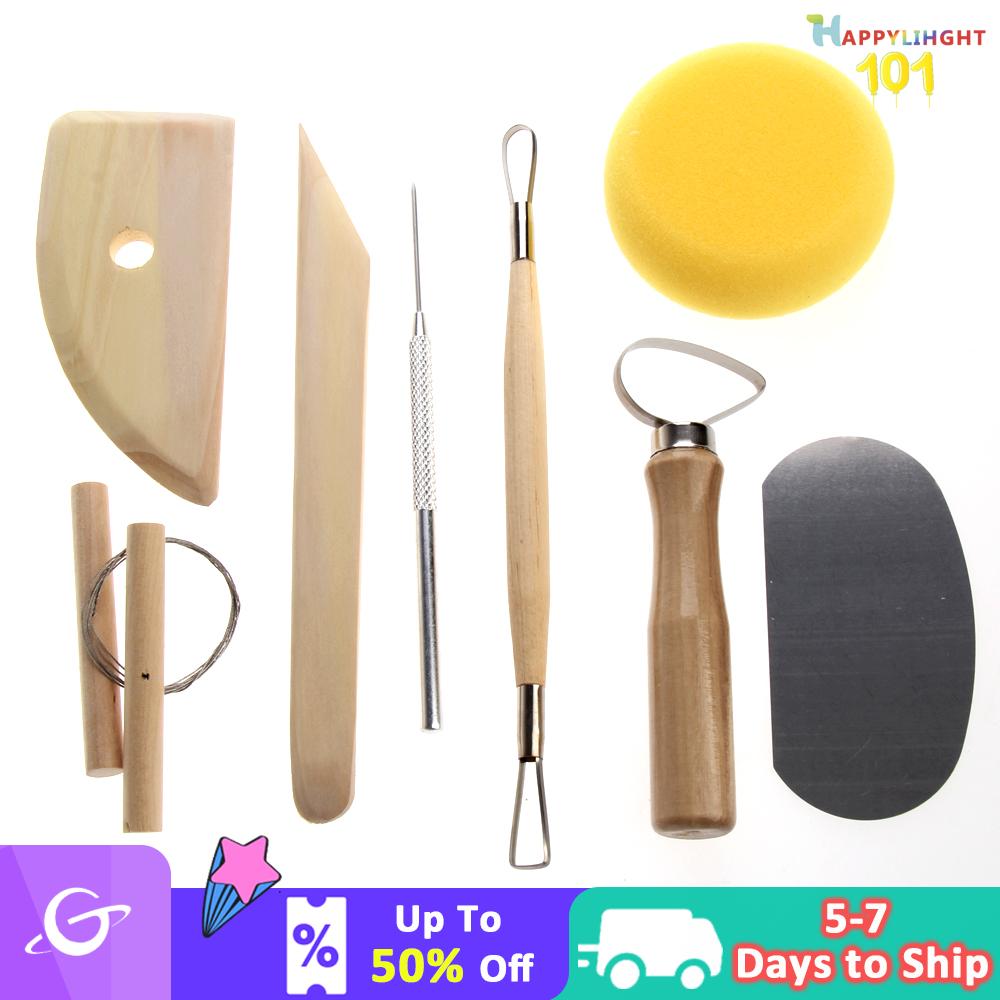 Bộ dụng Cụ Điêu Khắc gốm dao bằng gỗ Điêu Khắc Đất Sét gốm sứ 8 món dụng cụ nạo bằng thép không gỉ thủ công thiết thực cho trẻ em học sinh thủ công tự làm