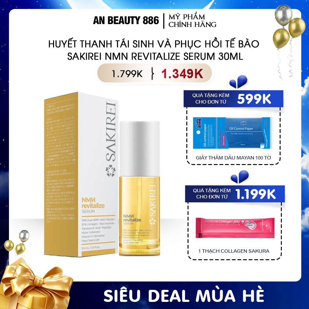 Huyết thanh tái sinh và phục hồi năng lượng tế bào Sakirei NMN Revitalize Serum 30ml