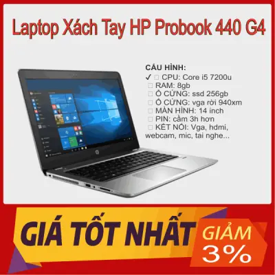 Laptop xách tay HP Probook 440 g4 | Core i5 | Ram 8gb | vga rời cực đẹp