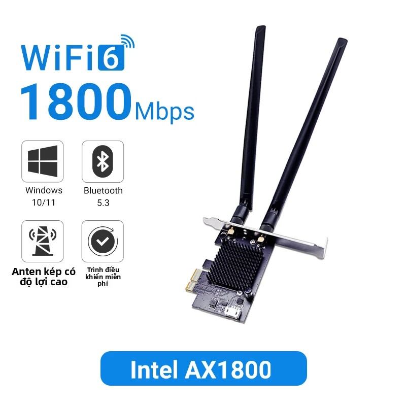 FCWALRAM WiFi6E AX1800 Intel Bluetooth 5.3 Bộ Điều Hợp Mạng Không Dây Ba Băng Tần 2.4G/5.8GHz PCI Express Cho Máy Tính Để Bàn Giá 208,177 Đồng*Miễn phí vận chuyển