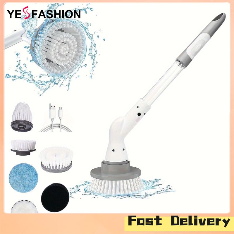 Yesfashion Store IN stock Adjustable Cordless Cleaning Brush With 6 Brush Heads Automatic Rotation For Bathroom Floor Tile Electric Cleaning Brush - ยี่ห้อ Yesfashion ราคา 313 บาท*ส่งฟรี
