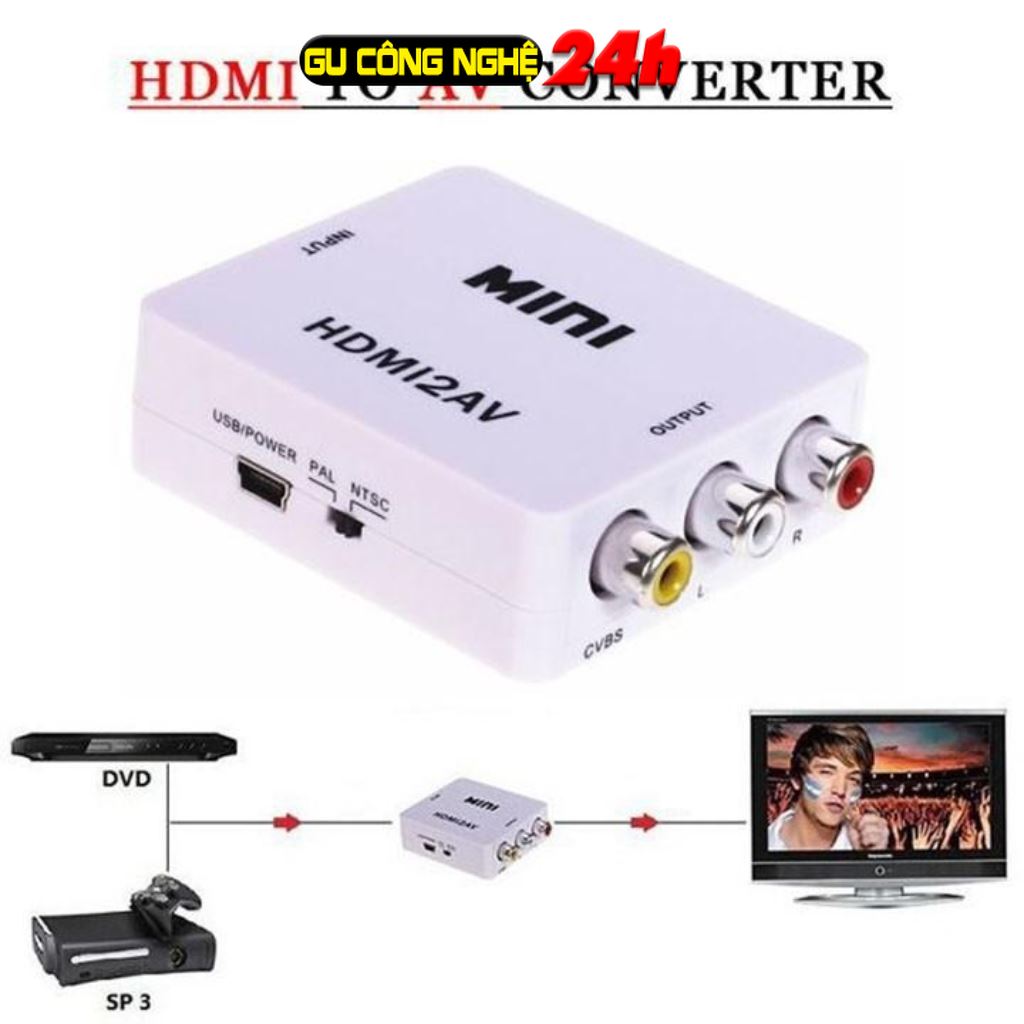 Bộ adapter chuyển đổi hdmi sang av - chất lượng hình ảnh ổn định, dễ dàng kết nối