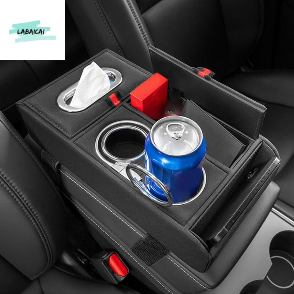 LABAICAI Giá để cốc đôi Đệm tay vịn xe ô tô Miếng đệm Chiều cao tựa tay Da PU Hộp khăn giấy Nội thất xe hơi Đệm thoải mái Hộp đựng điện thoại Ô tô Giá 688,312 Đồng*Miễn phí vận chuyển