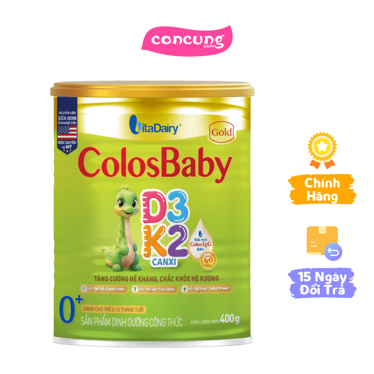 SPDD công thức Colosbaby Gold D3K2 0+ 400g - S