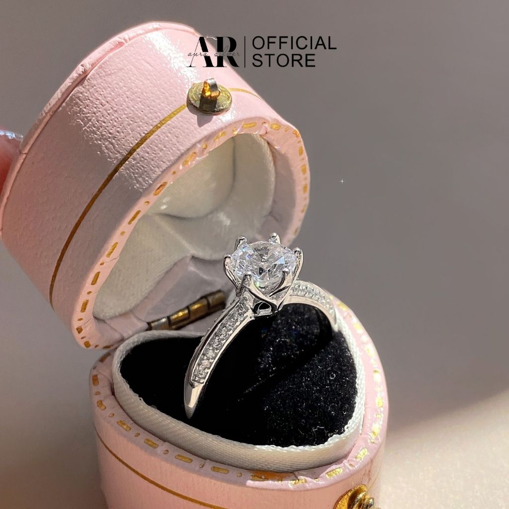 Nhẫn hẹn ước promise ring bạc Ý 925 xi kim nhẫn cầu hôn bạn gái Rinna-Aura Silver-N47