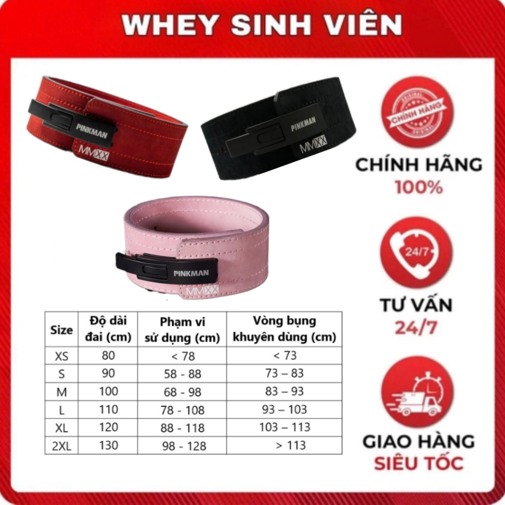 Đai da cứng pinkman mmxx - đai dành cho dân gym , pwl , tập thể thao chính hãng 100% tại wheysinhvien đai lever pinkman