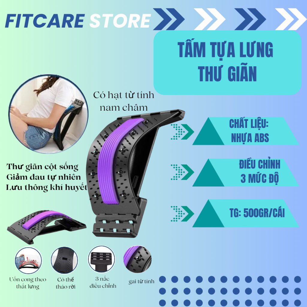 Dụng cụ massage hỗ trợ tập lưng Khung hỗ trợ chỉnh cột sống lưng 3 nấc điều chỉnh tại nhà