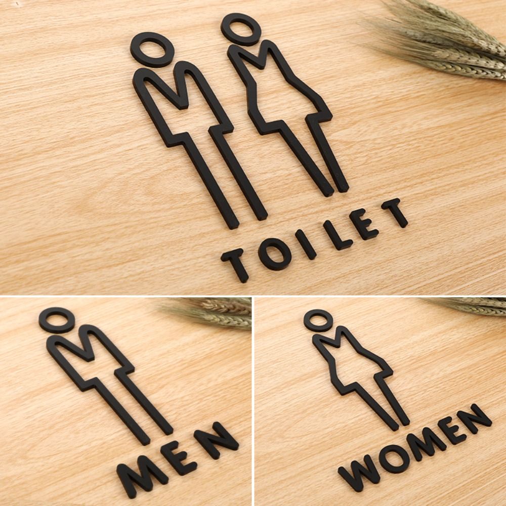 ZIPMOH Acrylic Biển hiệu nhà vệ sinh nam nữ Vàng 3D Biển báo WC Biển địa chỉ Đen Bảng hiệu WC Trung tâm mua sắm