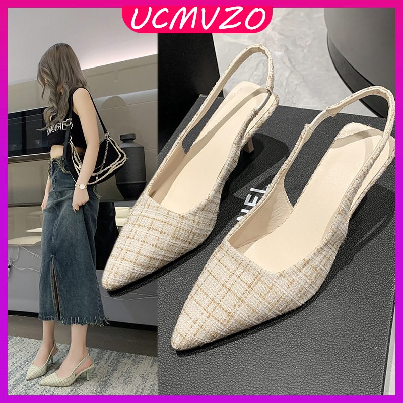 UCMVZO Summer Sandals Slingback Stiletto Women Shoes Fashion Sandals 6.5CM ราคา 494 บาท*ส่งฟรี