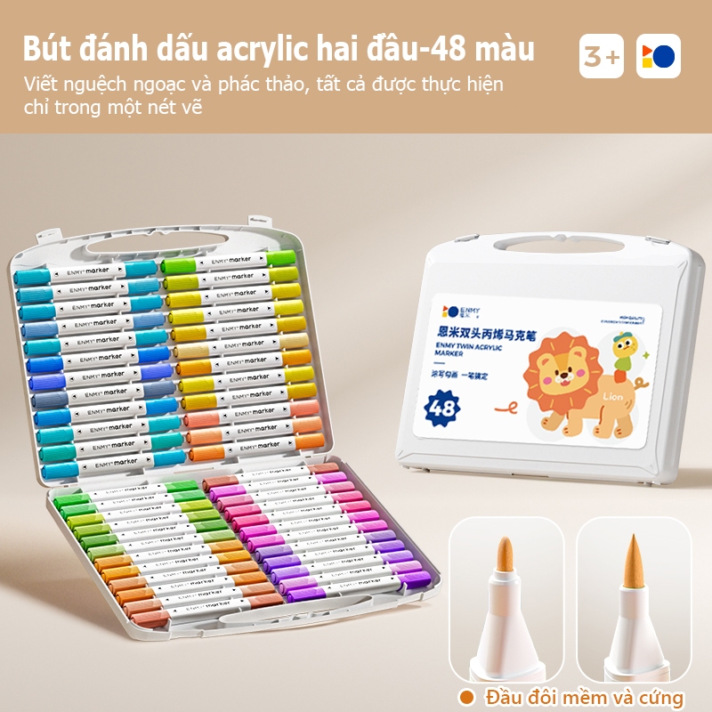 goya103 🥇Bút màu acrylic 2 đầu Bút Sơn Màu Acrylic Marker Deli THÊM 80% MỰC - 12/24/36/48/60/80 Màu 